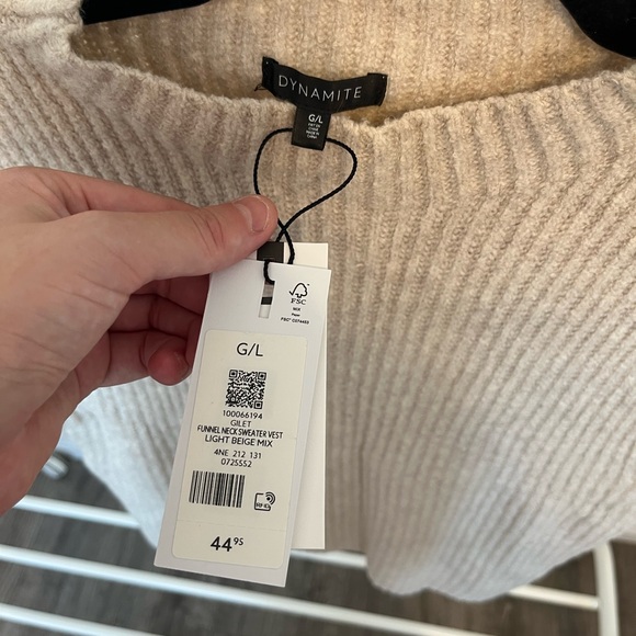 Dynamite Light Beige Ribbed Vest - Picture 2 of 3